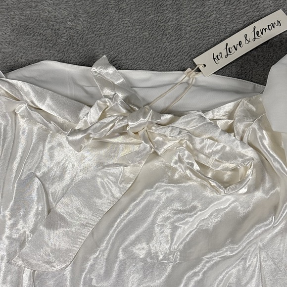 NWT For Love & Lemons Hazel White Satin Mini Dress With Gloves Size XS - Picture 11 of 12